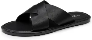 Alpine Swiss Hugo Mens Vegan Leather Slide Sandals Dressy Comfortable Summer Shoes