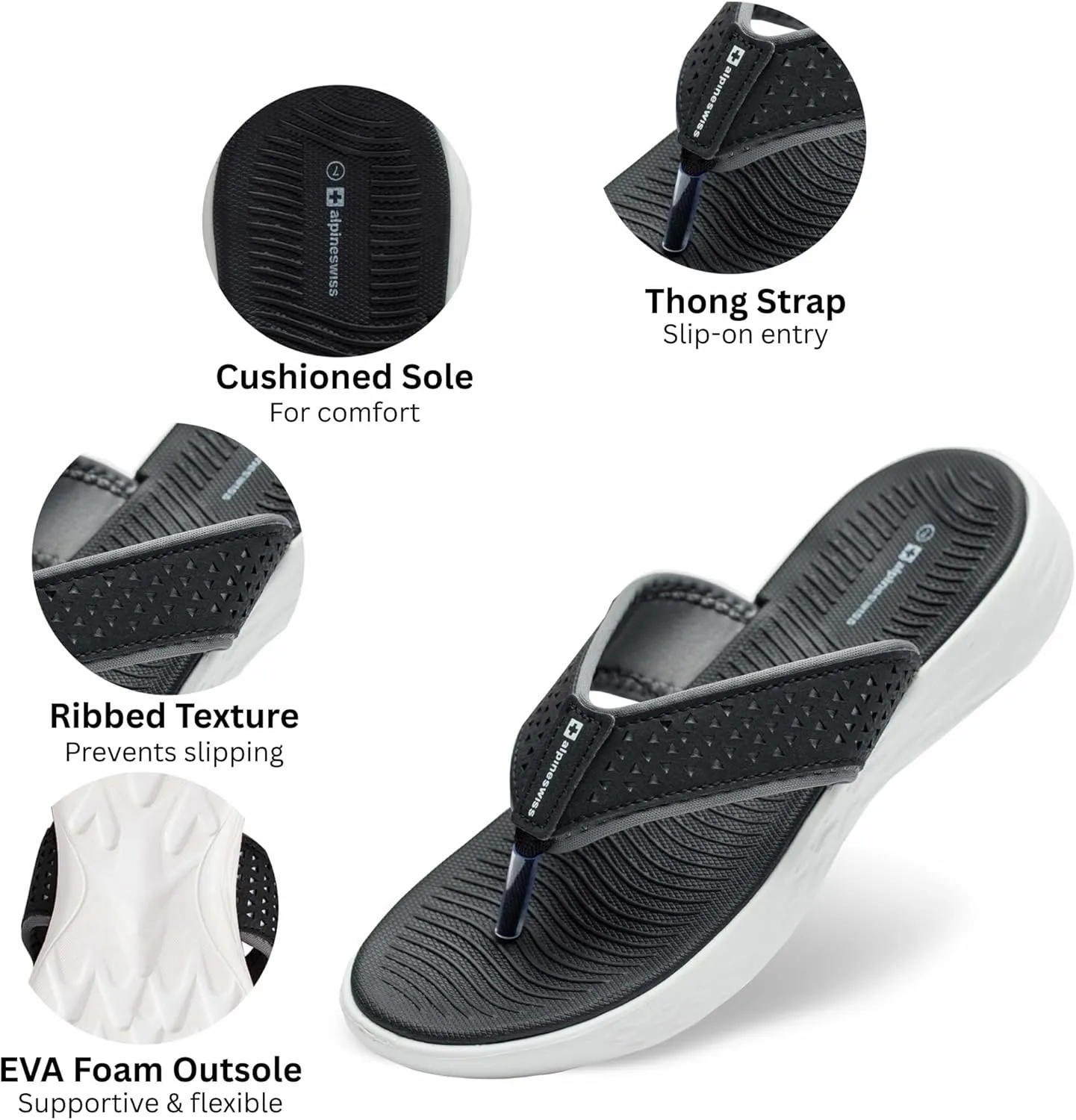 Alpine Swiss Miley Flip Flops for Women | Comfortable Outdoor Walking Thong Sandals | Lightweight, Stylish & Durable | Water-Resistant EVA Foam for Everyday Wear | Anti-slip outsole