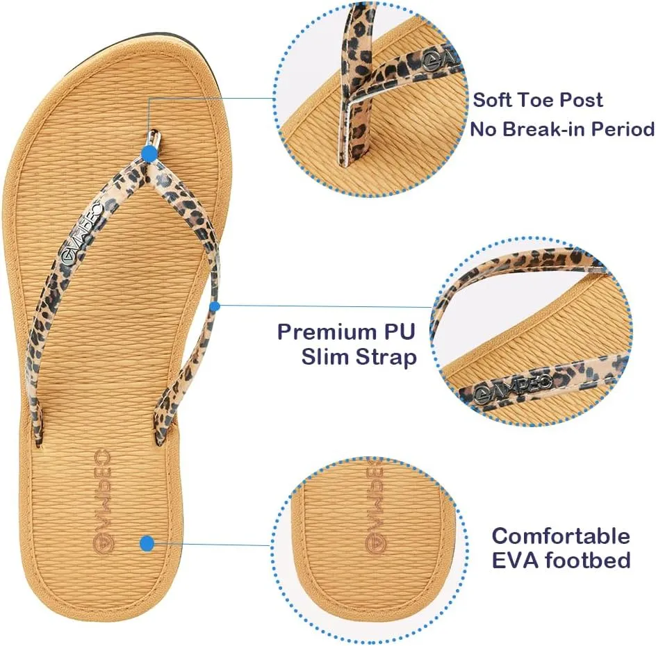 Ampeo Women's Flip Flops Comfortable Lightweight Summer Beach Quick-Dry Thong Flat Sandals