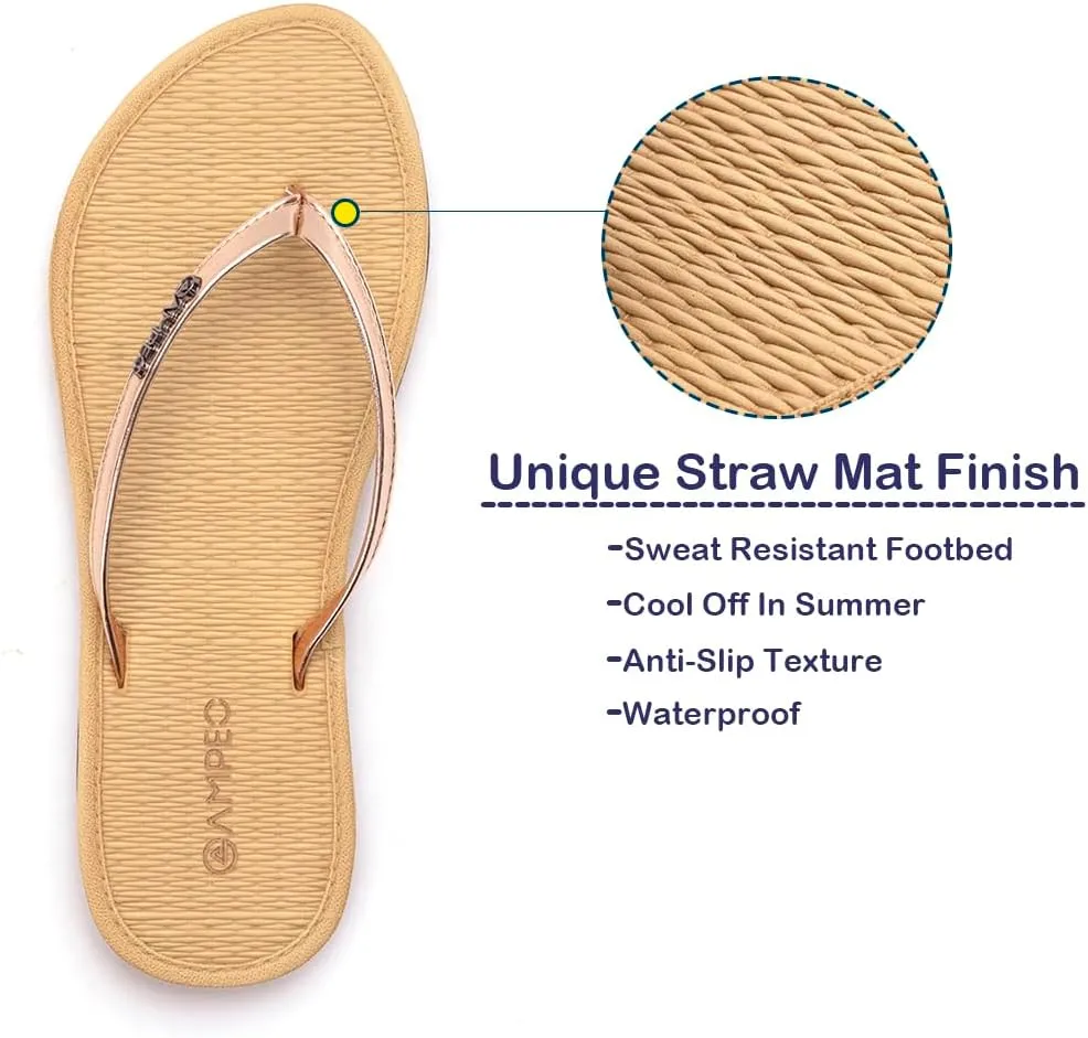 Ampeo Women's Flip Flops Comfortable Lightweight Summer Beach Quick-Dry Thong Flat Sandals