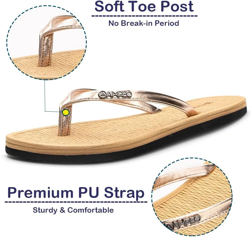 Ampeo Women's Flip Flops Comfortable Lightweight Summer Beach Quick-Dry Thong Flat Sandals