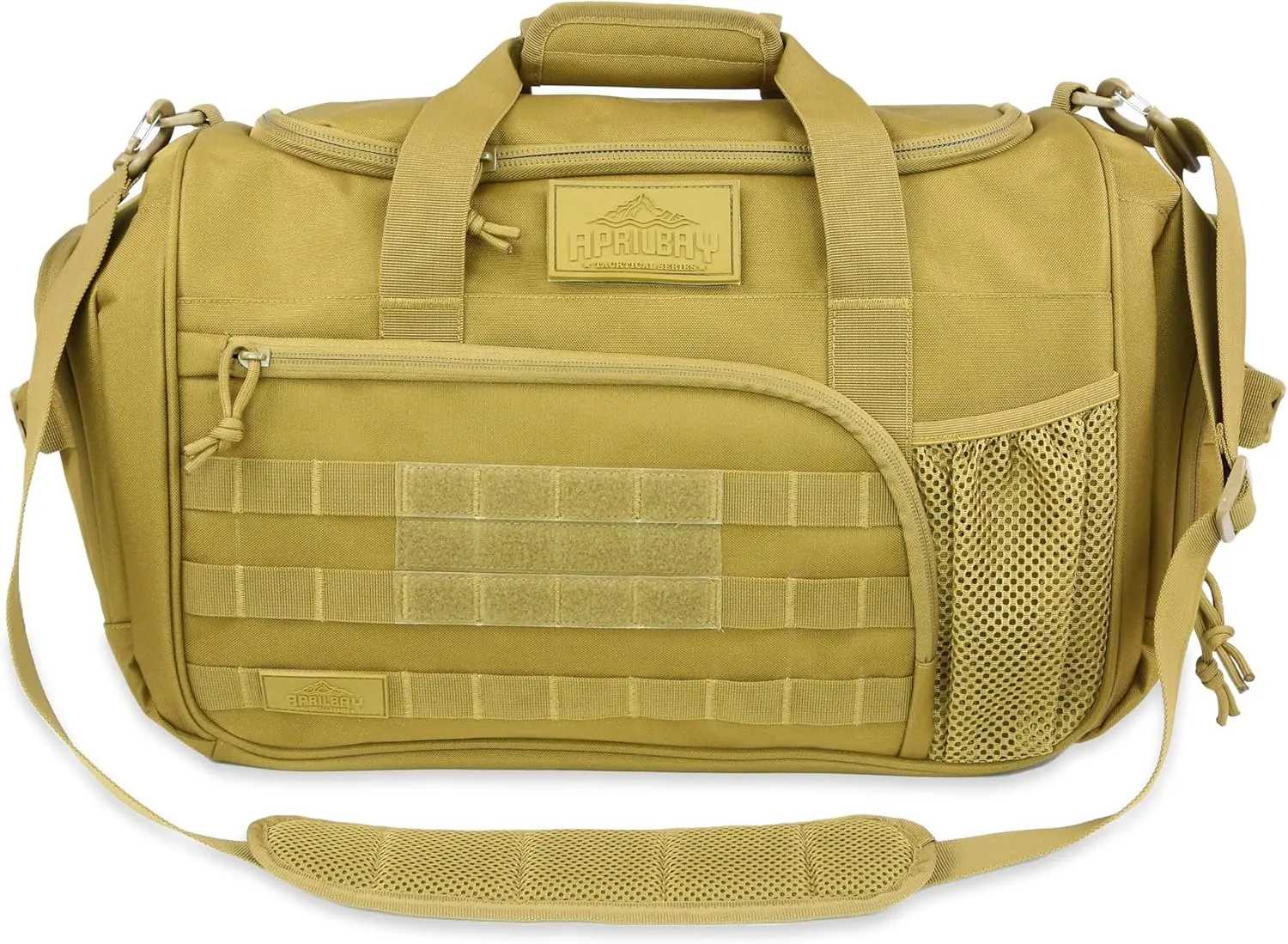 APRlLBAY Gym Bag Large Size 43L Training Bag Traveling With Luggage Strap Equipment Bag Tactical Military Duffel for Men&Women Basketball Football Weekender,Sports Bag Sturdy (Khaki)