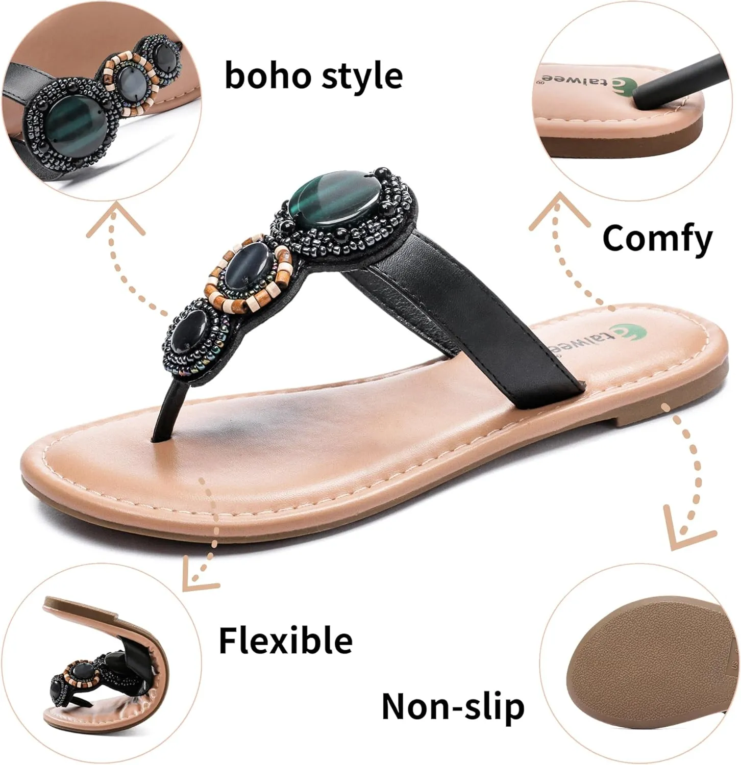 Ataiwee Women's Flat Slide Sandals - Ladies Casual Slip On Criss Cross Strap Summer Shoes.