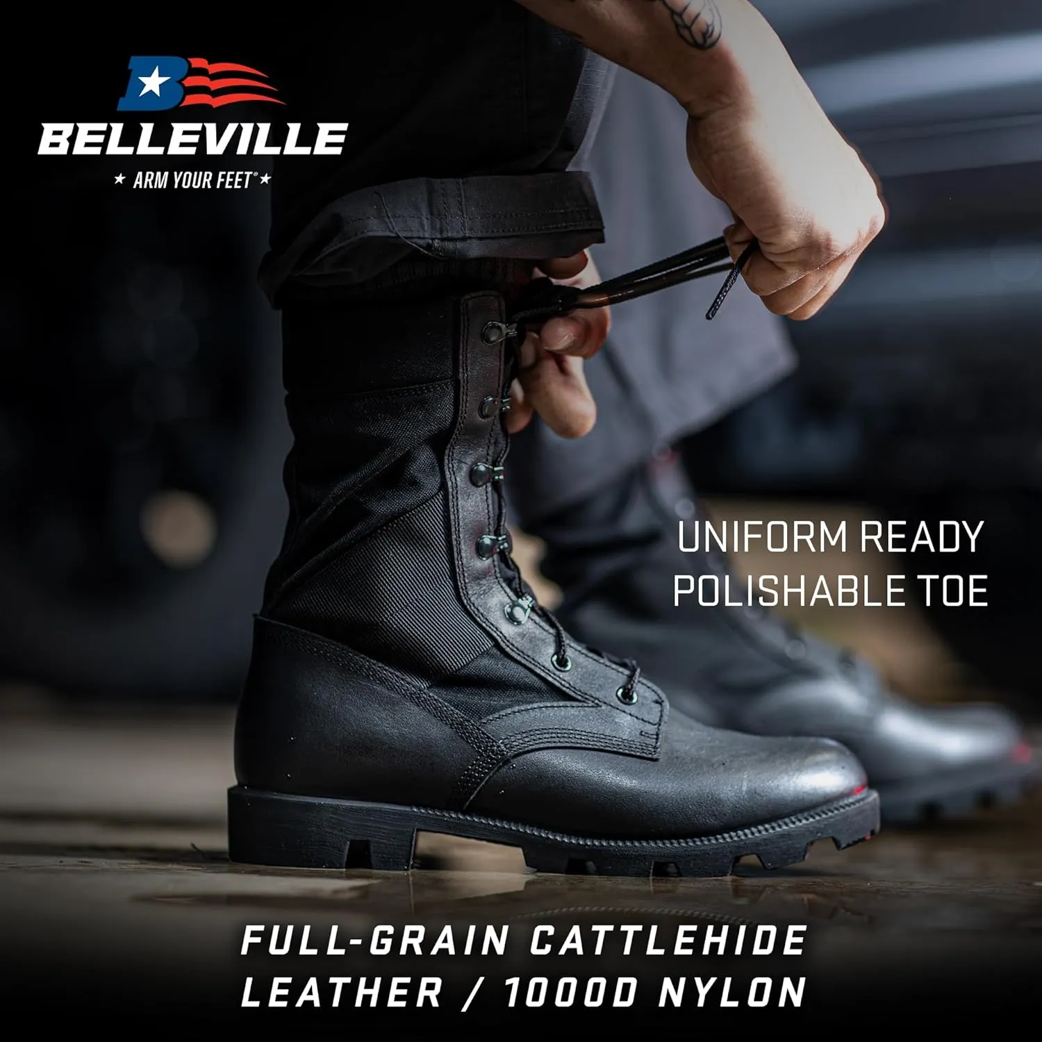B Belleville Arm Your Feet Men's 8 Inch Canopy Jungle Boots - Highly Breathable Leather & Nylon Upper, Medial Side Drainage Vents, and Classic Panama Outsole Tread