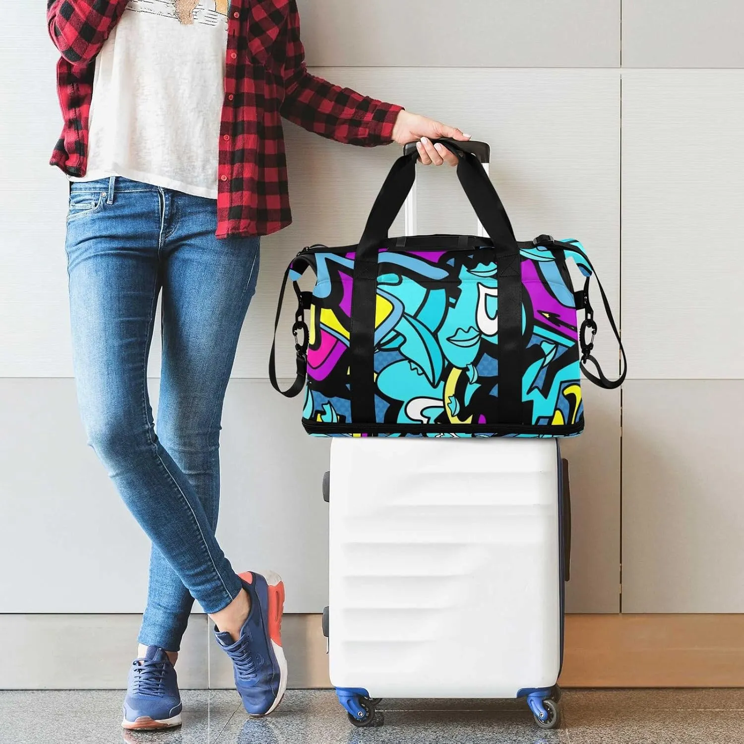 Bag for Women Gym Bag With Shoe Compartment Sturdy Dry Wet Separated Sports Tote Travel Multicolor 10