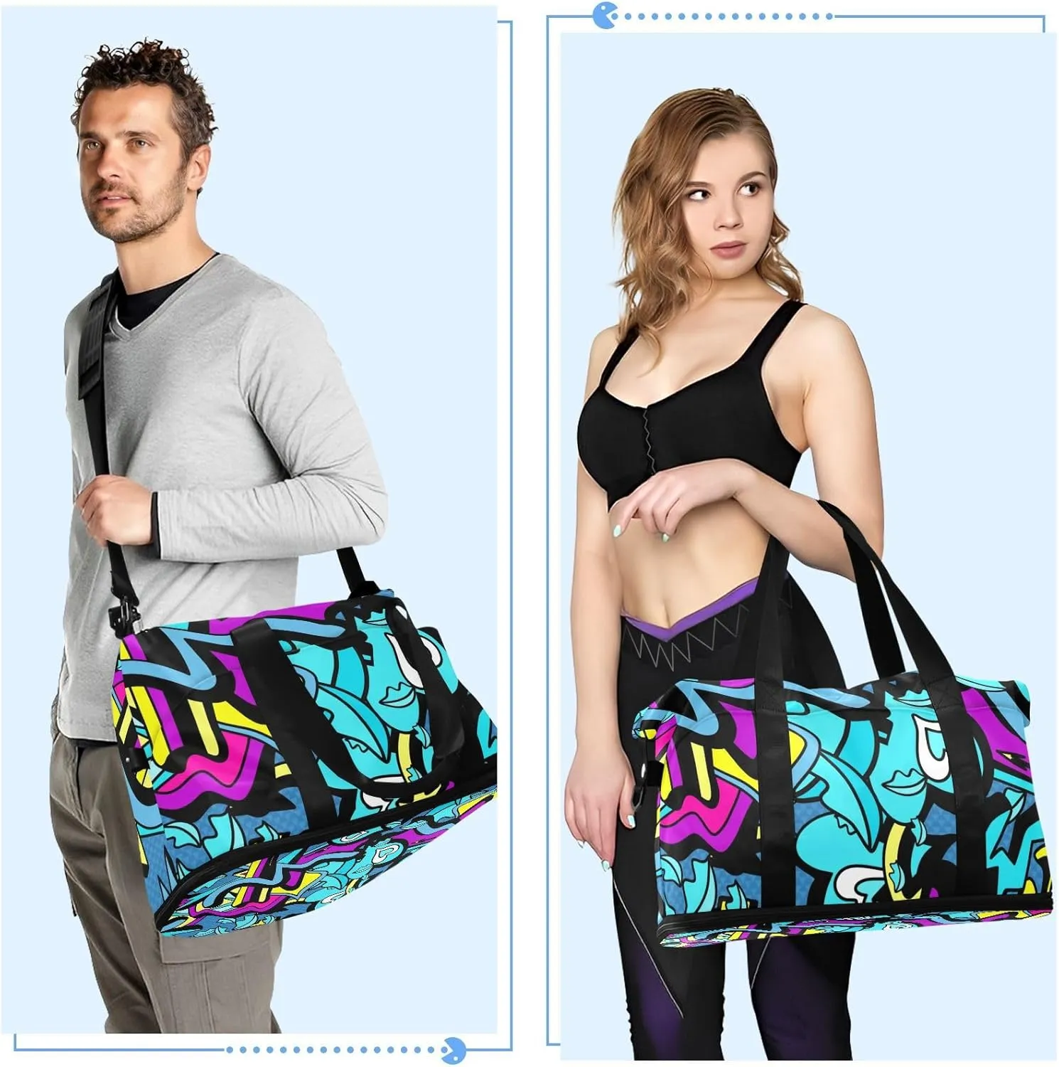 Bag for Women Gym Bag With Shoe Compartment Sturdy Dry Wet Separated Sports Tote Travel Multicolor 10