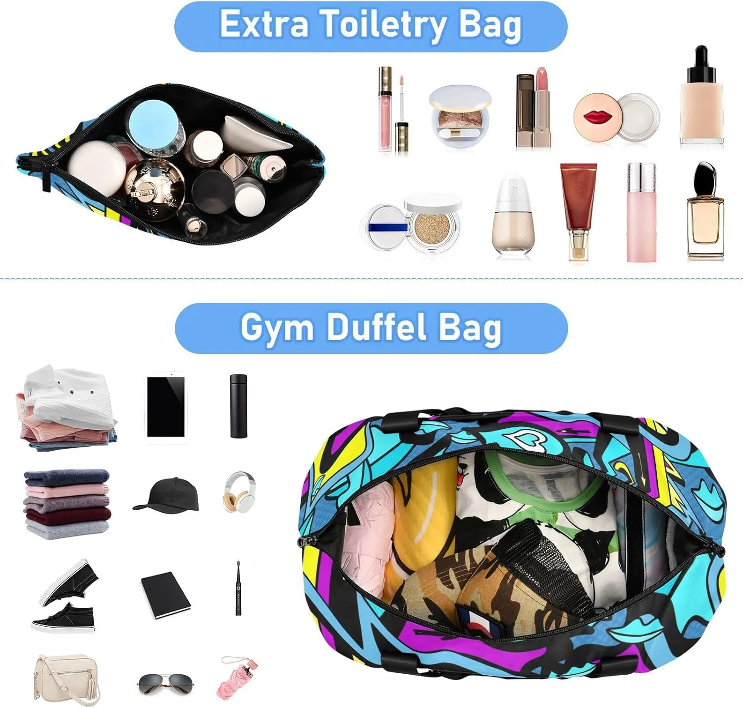 Bag for Women Gym Bag With Shoe Compartment Sturdy Dry Wet Separated Sports Tote Travel Multicolor 10