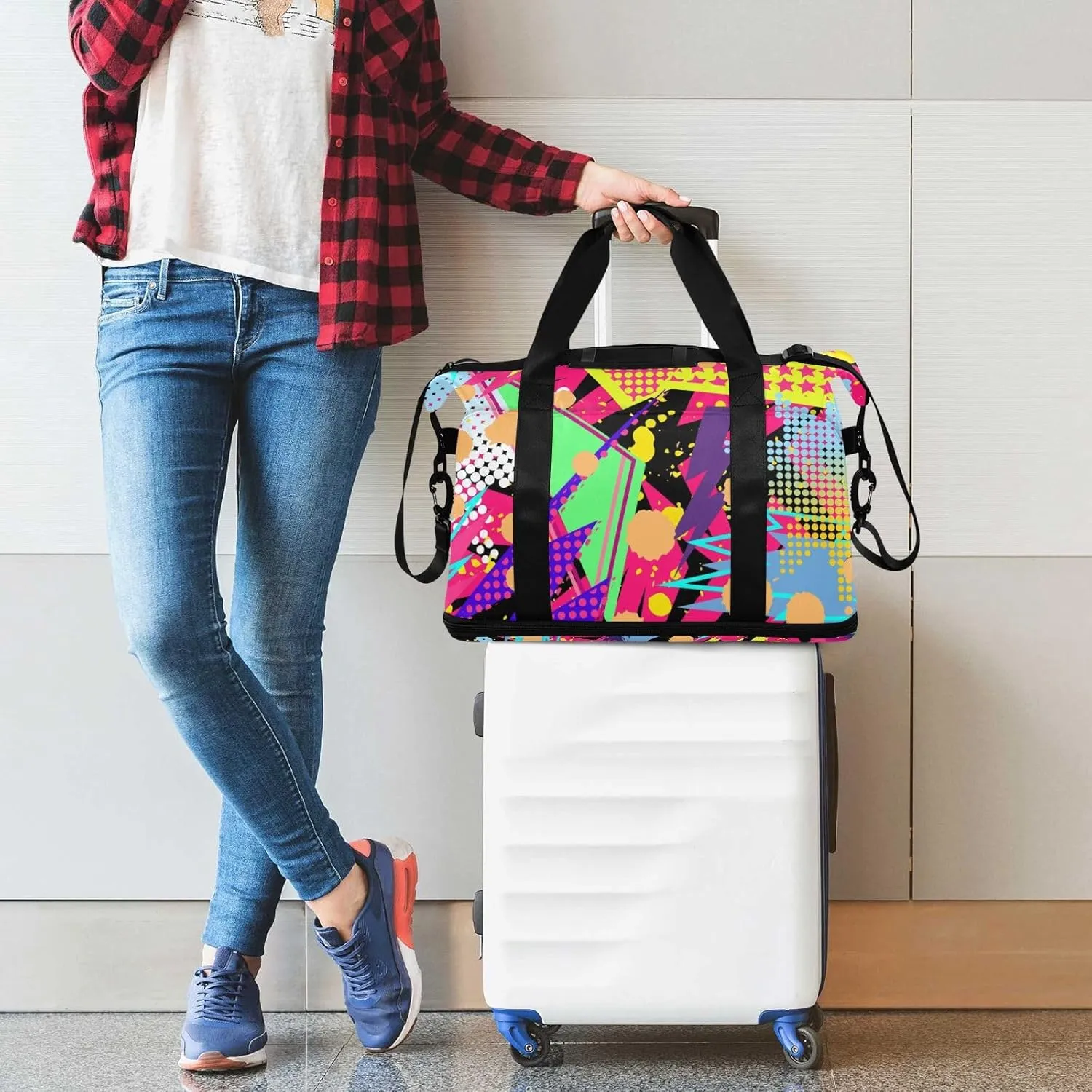 Bag for Women Gym Bag With Shoe Compartment Sturdy Dry Wet Separated Sports Tote Travel Multicolor 11