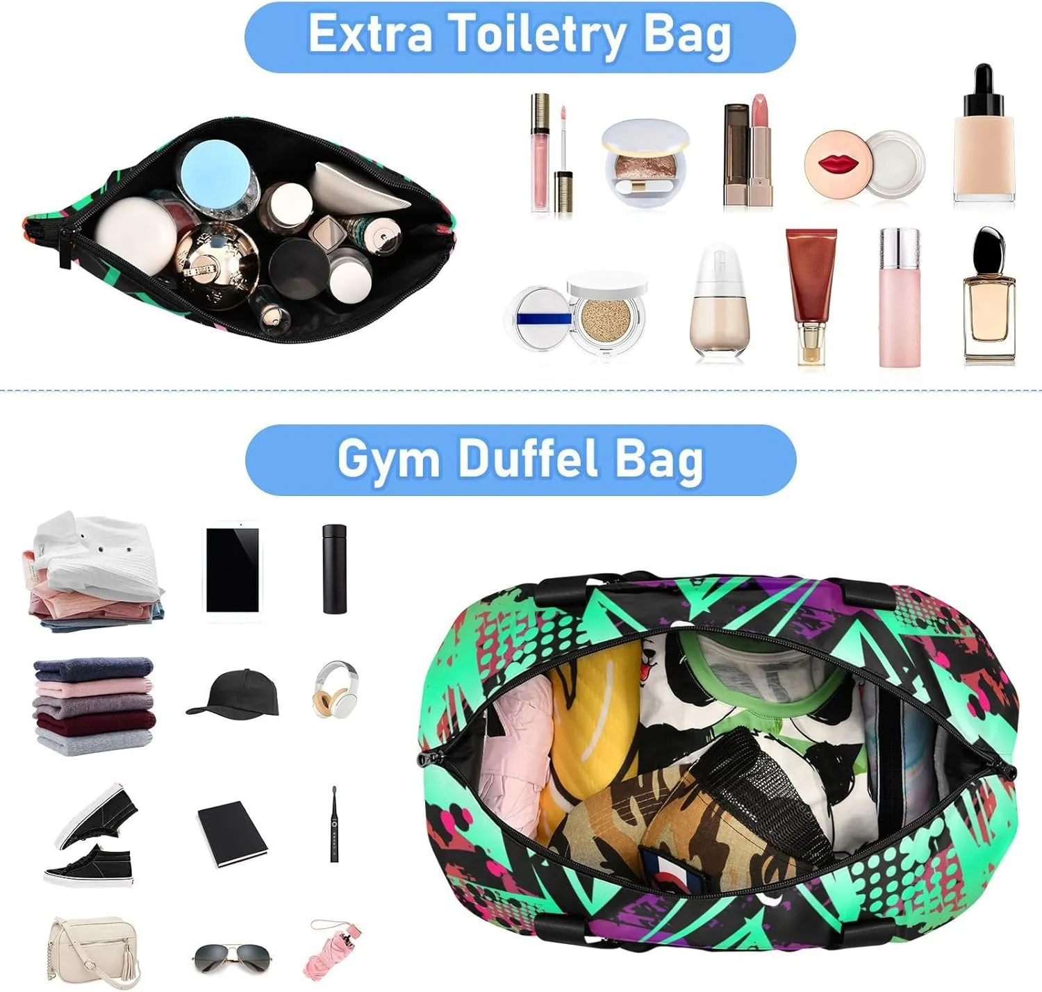 Bag for Women Gym Bag With Shoe Compartment Sturdy Dry Wet Separated Sports Tote Travel Multicolor 12