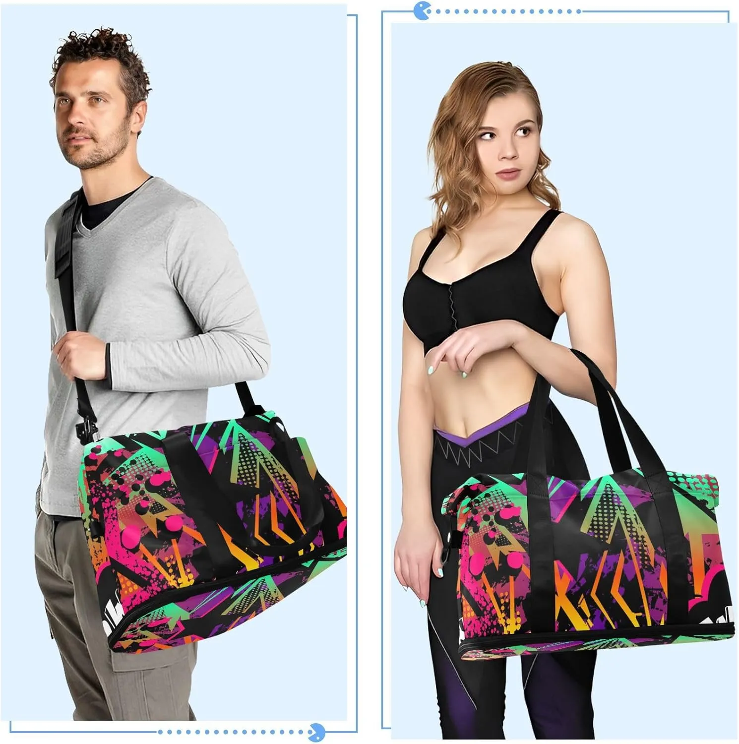 Bag for Women Gym Bag With Shoe Compartment Sturdy Dry Wet Separated Sports Tote Travel Multicolor 12