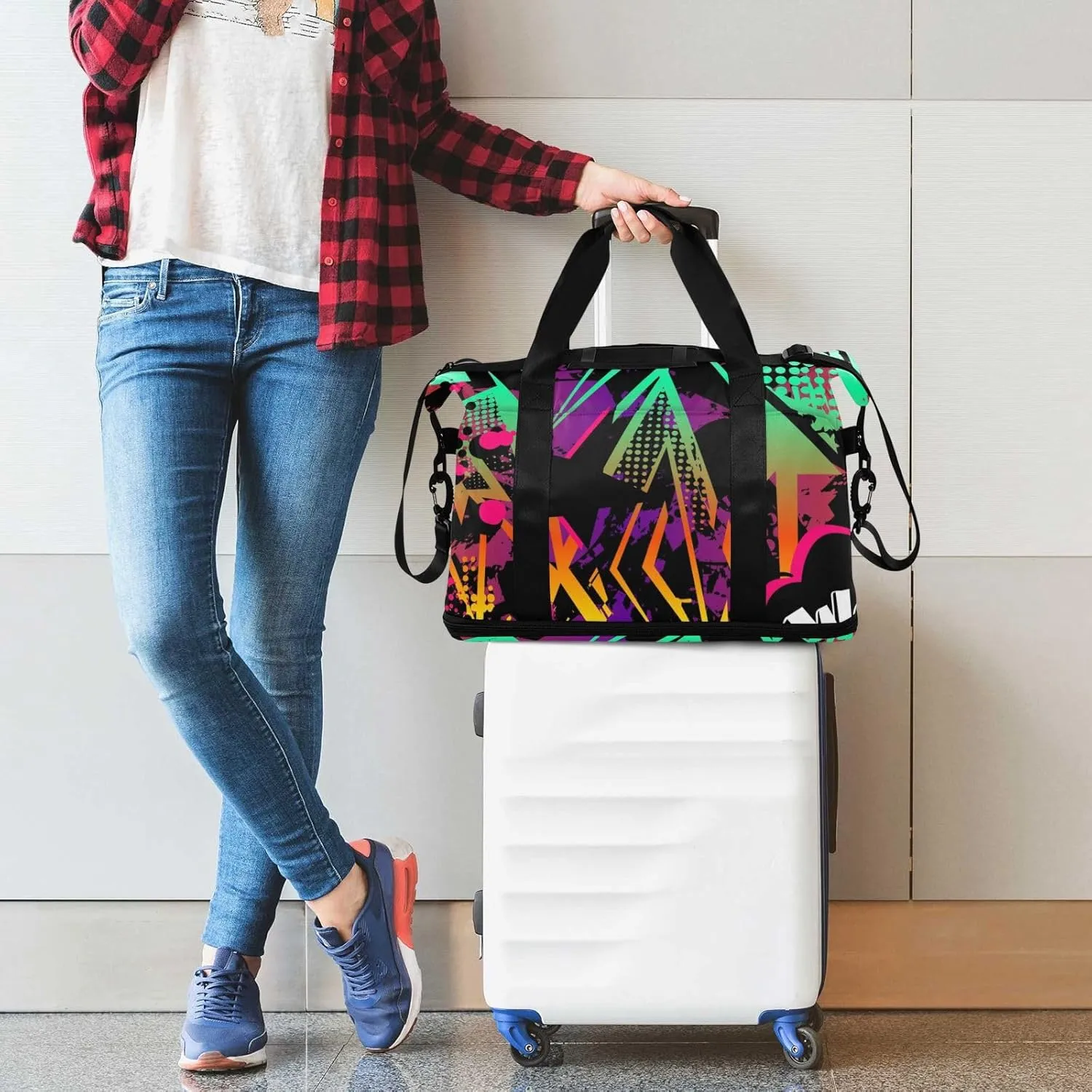 Bag for Women Gym Bag With Shoe Compartment Sturdy Dry Wet Separated Sports Tote Travel Multicolor 12