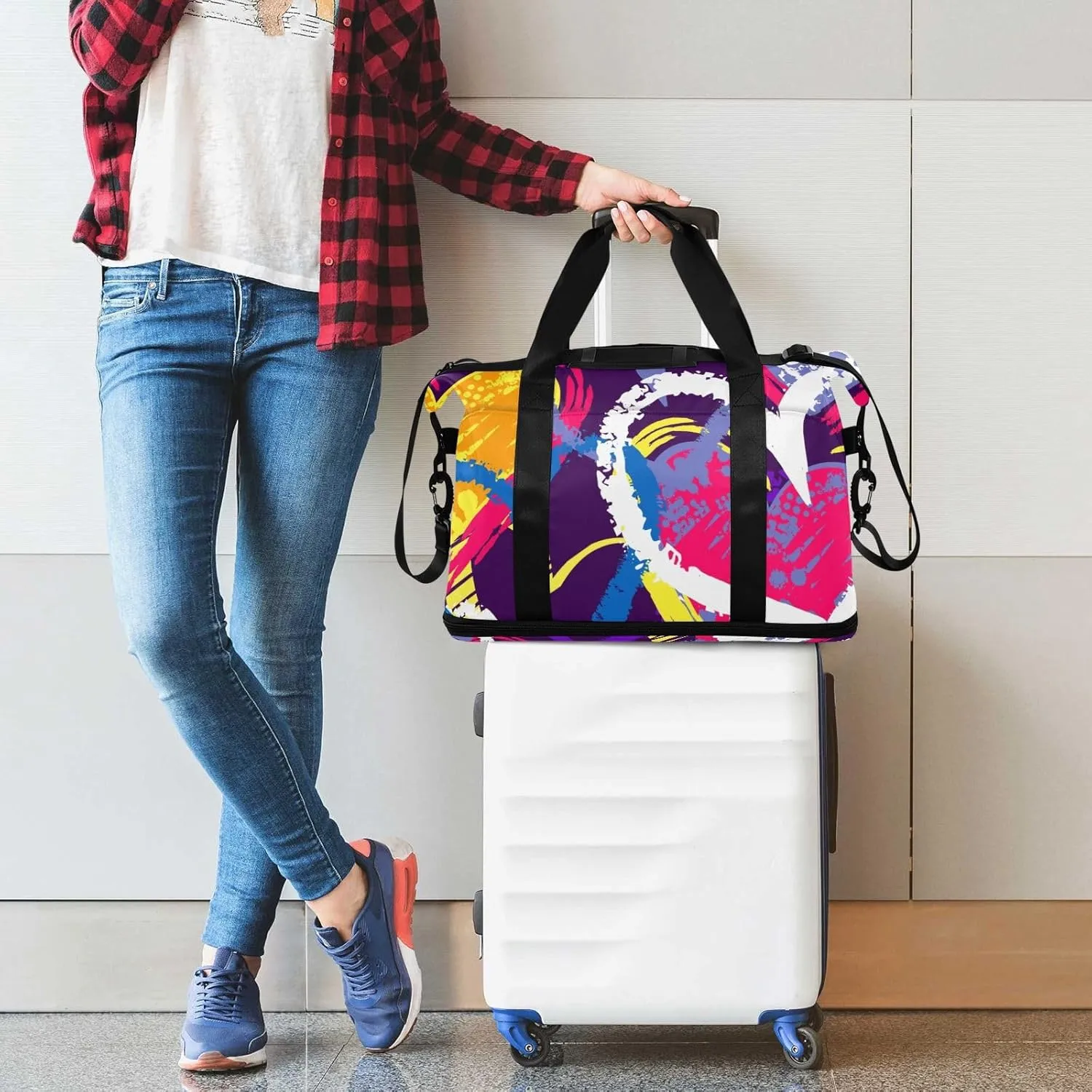 Bag for Women Gym Bag With Shoe Compartment Sturdy Dry Wet Separated Sports Tote Travel Multicolor 1