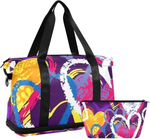 Bag for Women Gym Bag With Shoe Compartment Sturdy Dry Wet Separated Sports Tote Travel Multicolor 1