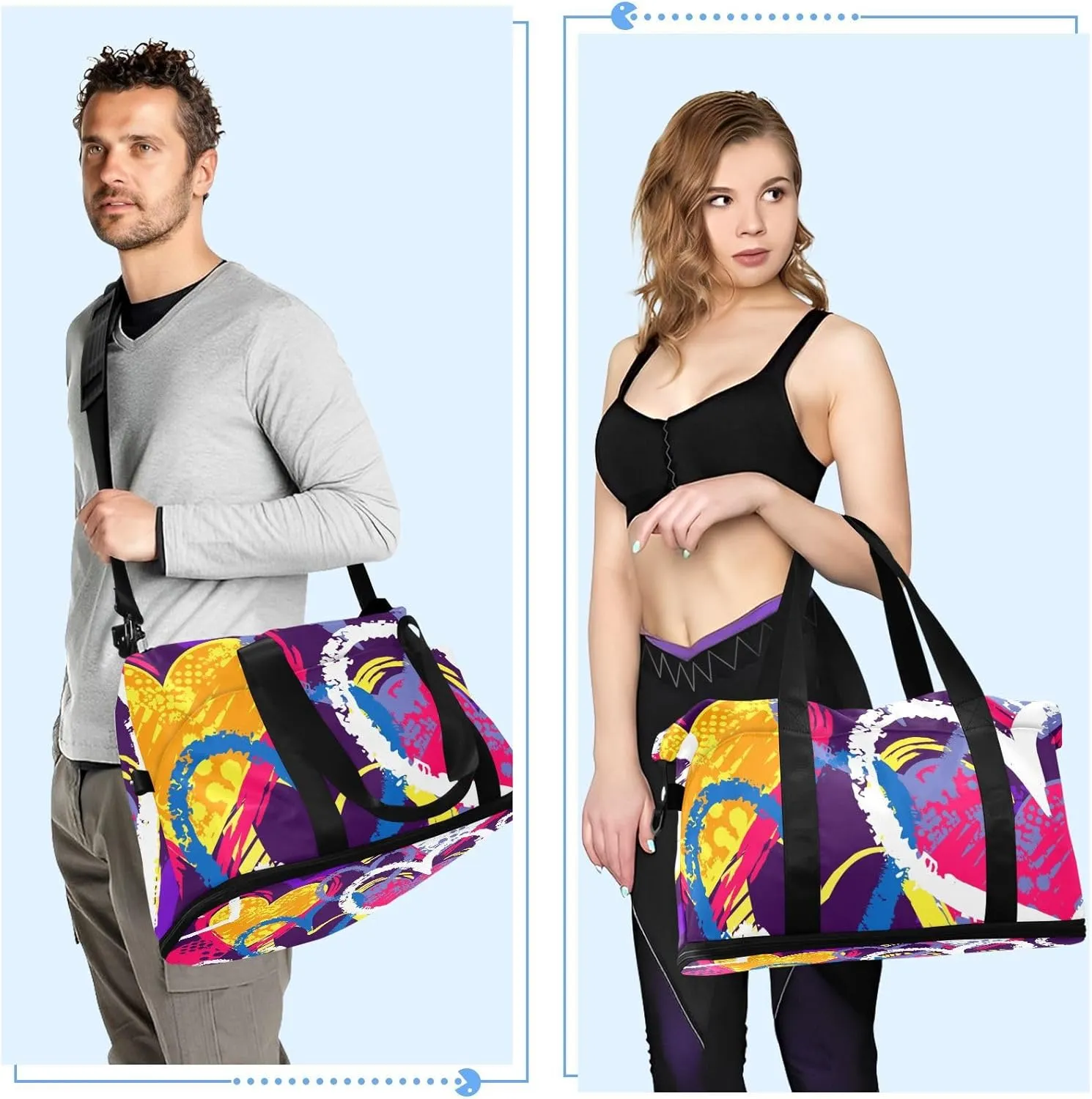 Bag for Women Gym Bag With Shoe Compartment Sturdy Dry Wet Separated Sports Tote Travel Multicolor 1