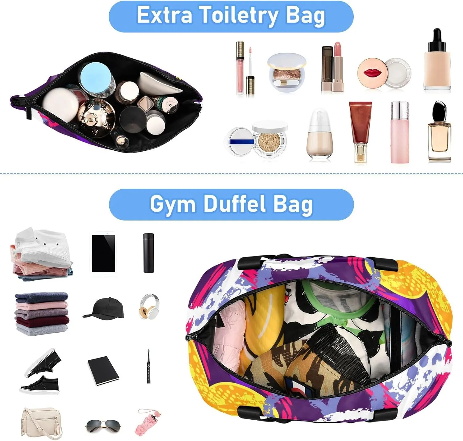 Bag for Women Gym Bag With Shoe Compartment Sturdy Dry Wet Separated Sports Tote Travel Multicolor 1