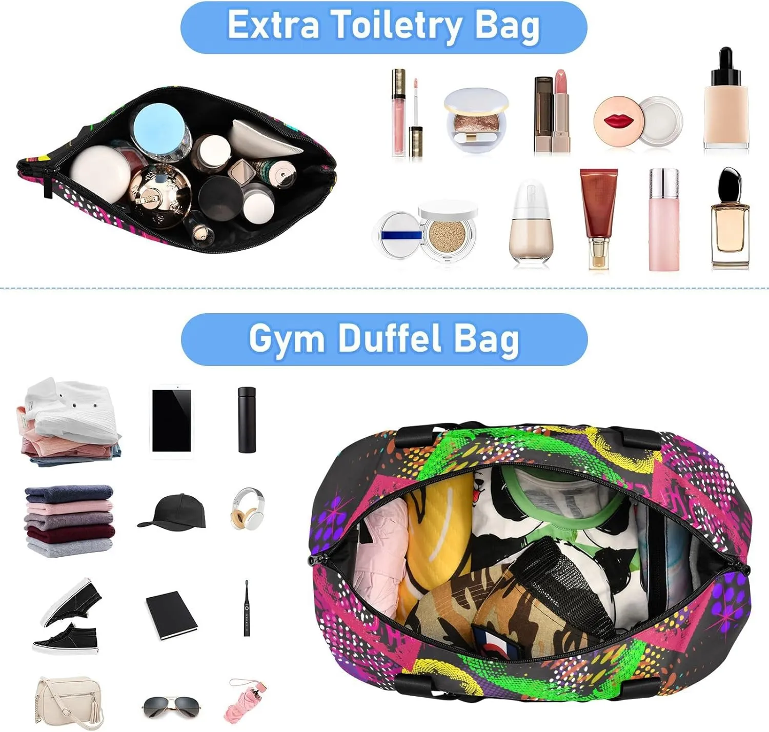 Bag for Women Gym Bag With Shoe Compartment Sturdy Dry Wet Separated Sports Tote Travel Multicolor 2