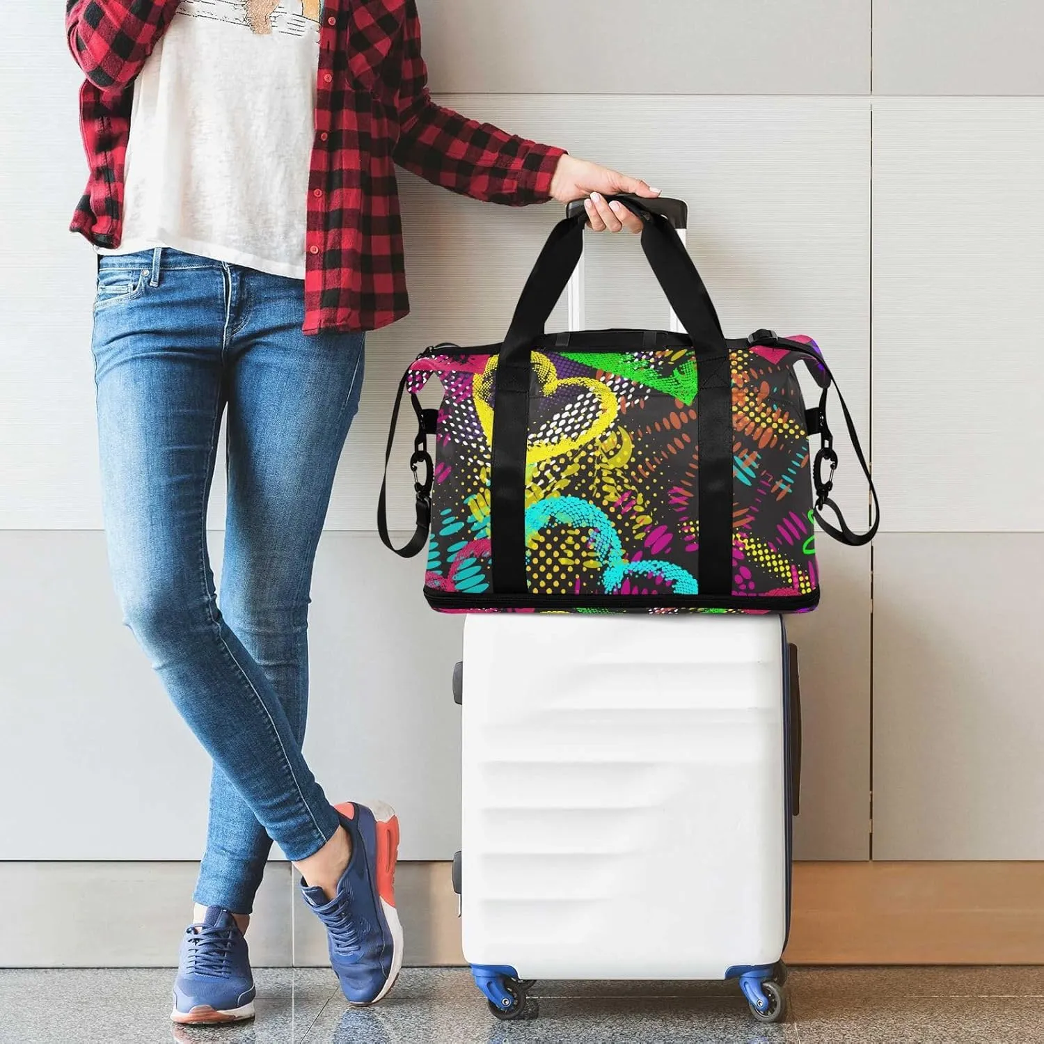 Bag for Women Gym Bag With Shoe Compartment Sturdy Dry Wet Separated Sports Tote Travel Multicolor 2