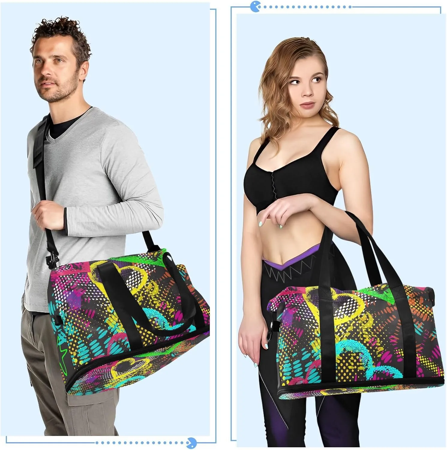 Bag for Women Gym Bag With Shoe Compartment Sturdy Dry Wet Separated Sports Tote Travel Multicolor 2