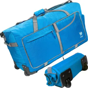 Bago Rolling Duffle Bag with Wheels - 31" 120L Foldable Weekender Bag, Waterproof Travel Duffel Bag, Heavy Duty lightWeight Duffle Bag for Traveling, Rolling Duffel Bag with Wheels (Blue)