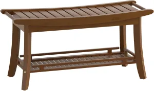 Bamboo Entryway Storage Bench with Shelves Shoe Rack Bench Seat Organizer for Porch Bedroom Bathroom Balcony 39 x 13 x 19.2 Inches Chestnut Brown