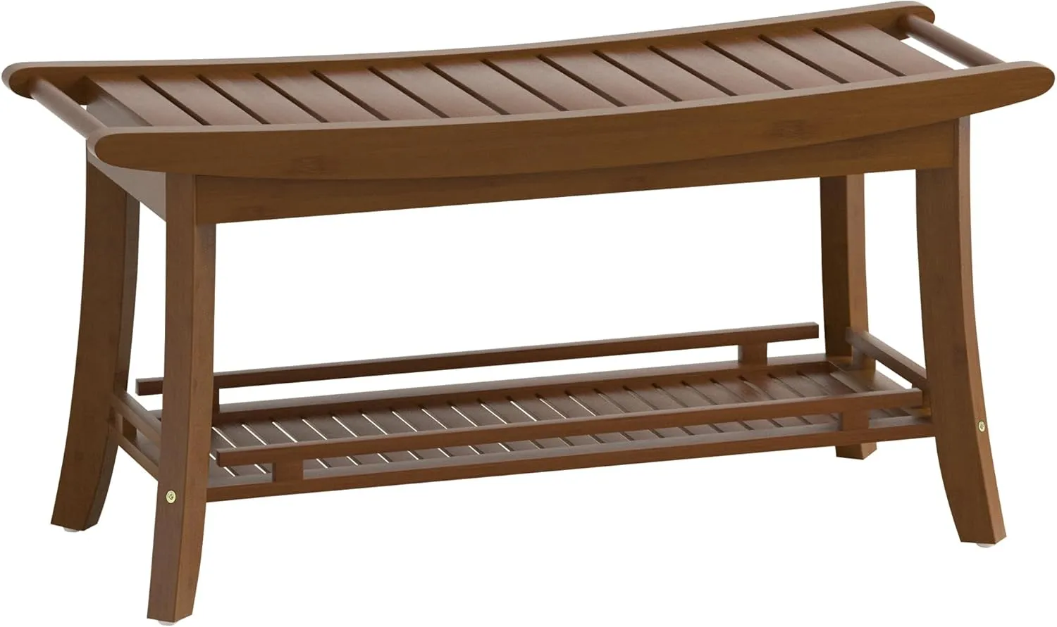 Bamboo Entryway Storage Bench with Shelves Shoe Rack Bench Seat Organizer for Porch Bedroom Bathroom Balcony 39 x 13 x 19.2 Inches Chestnut Brown