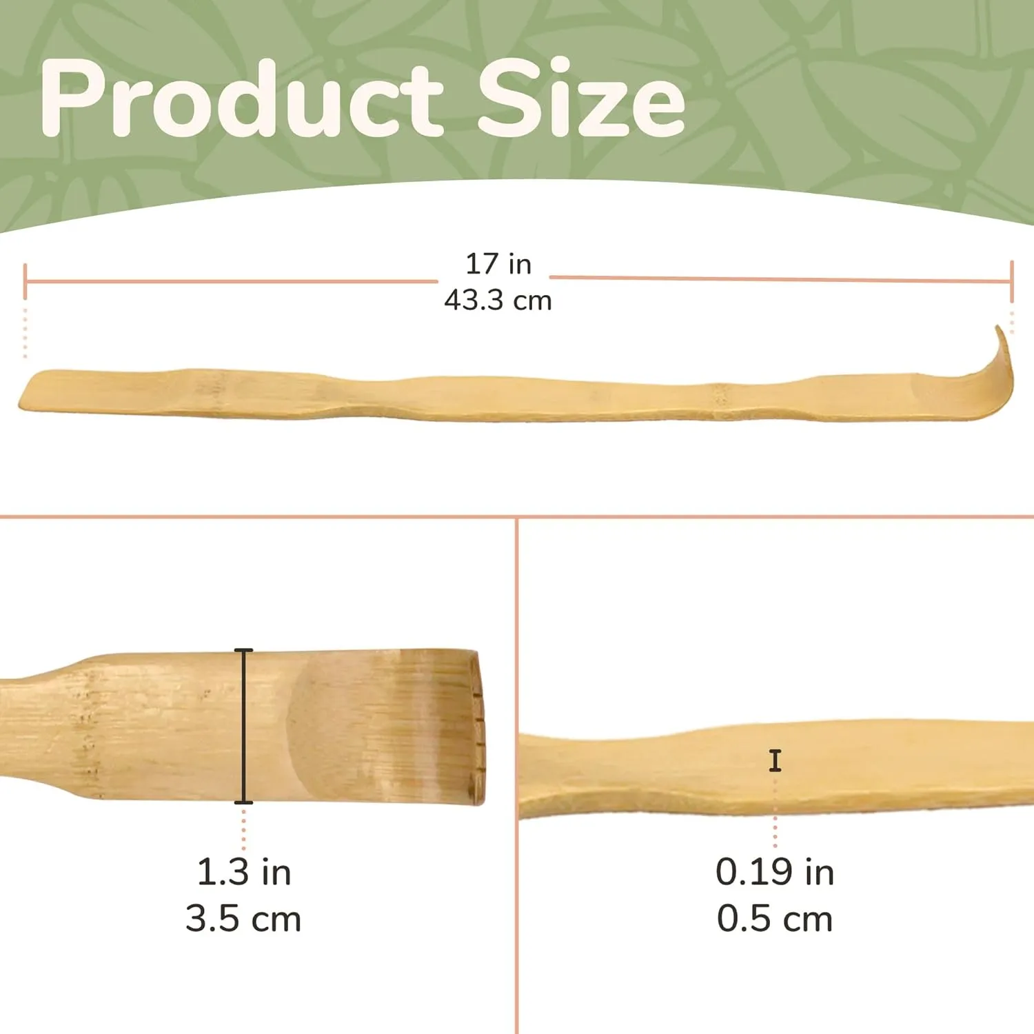 BambooMN 17 Inch Bamboo Wooden Back Scratchers Shoe Horn for Itchy Stress Relief, 10 Units