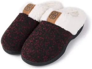 Bandolino Womens Sherpa Cuff Clog Slippers, Warm Fuzzy Indoor Outdoor House Shoes, Cozy Rubber Sole Bedroom Slip Ons