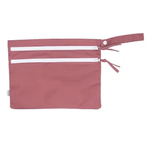 BapronBaby Minimalist Blush Wet Dry Bag - Waterproof Two Zipper Pockets - Reusable for Mealtime, Diapers, Stroller, Snacks, Swimsuits - Machine Washable - 11" x 9"