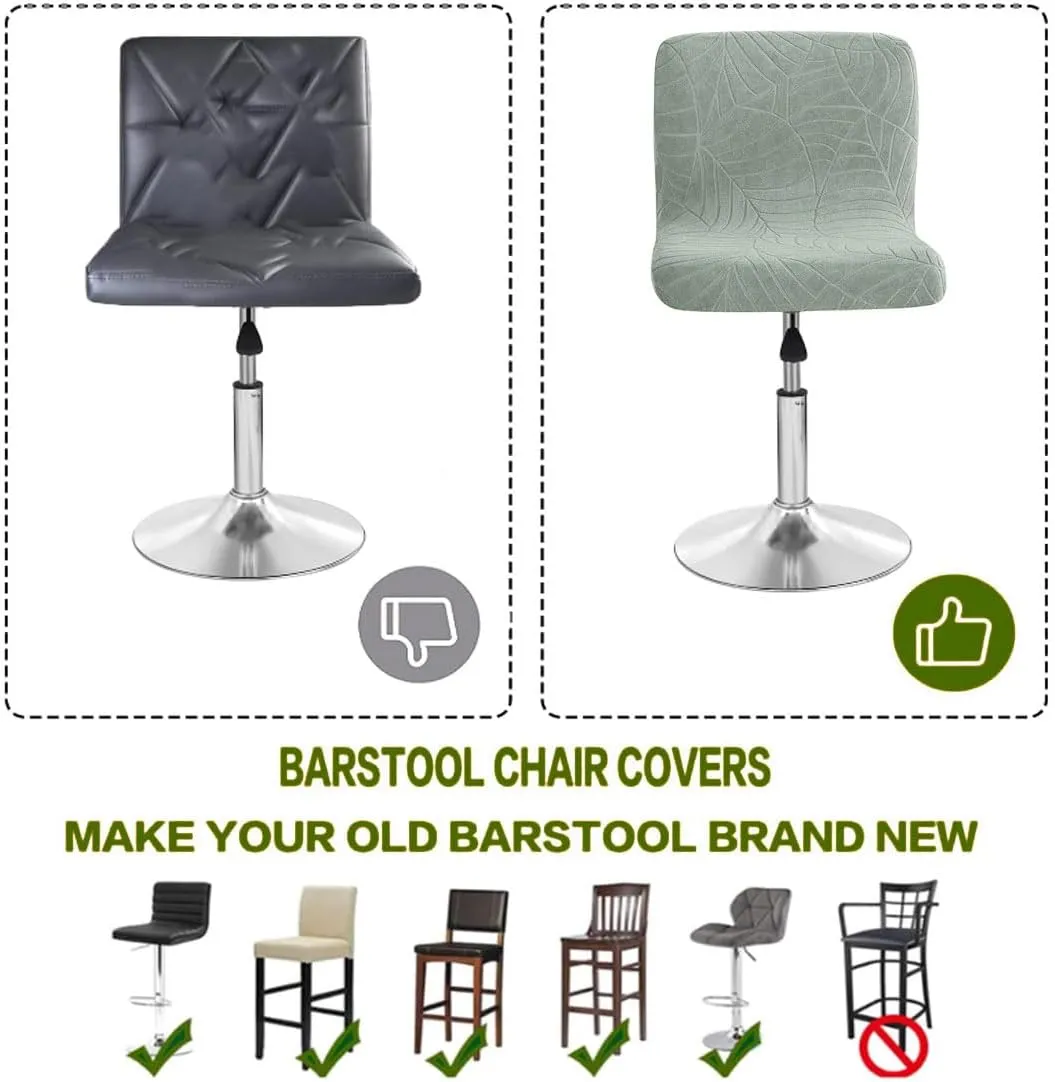 Bar Stool Cover with Back Waterproof Counter Height Bar Stool Slipcovers Stretch Swivel Barstools Slipcovers Pub Counter Chairs Covers for Kitchen Island Home Bar 2 Pack Green