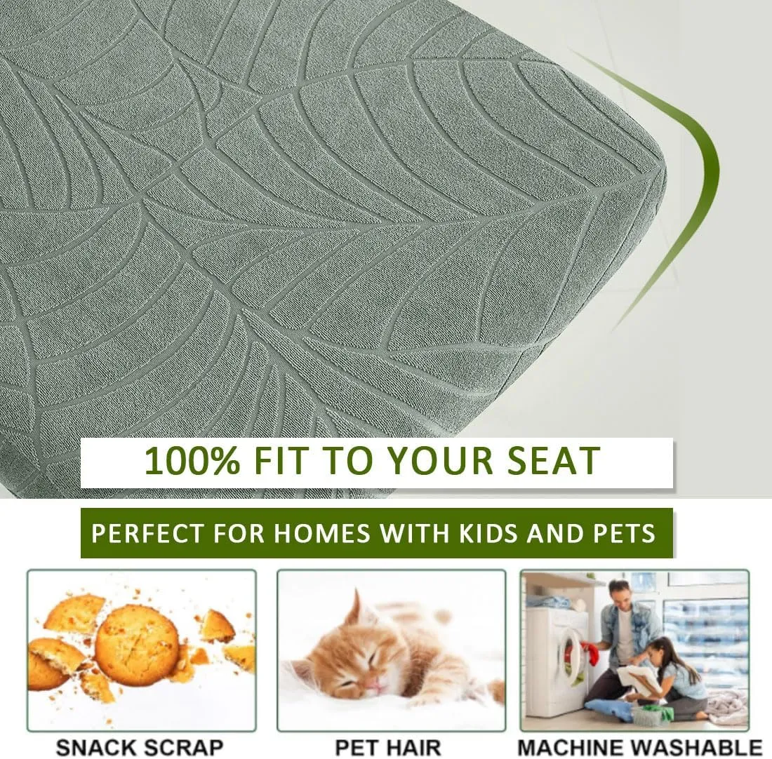 Bar Stool Cover with Back Waterproof Counter Height Bar Stool Slipcovers Stretch Swivel Barstools Slipcovers Pub Counter Chairs Covers for Kitchen Island Home Bar 2 Pack Green
