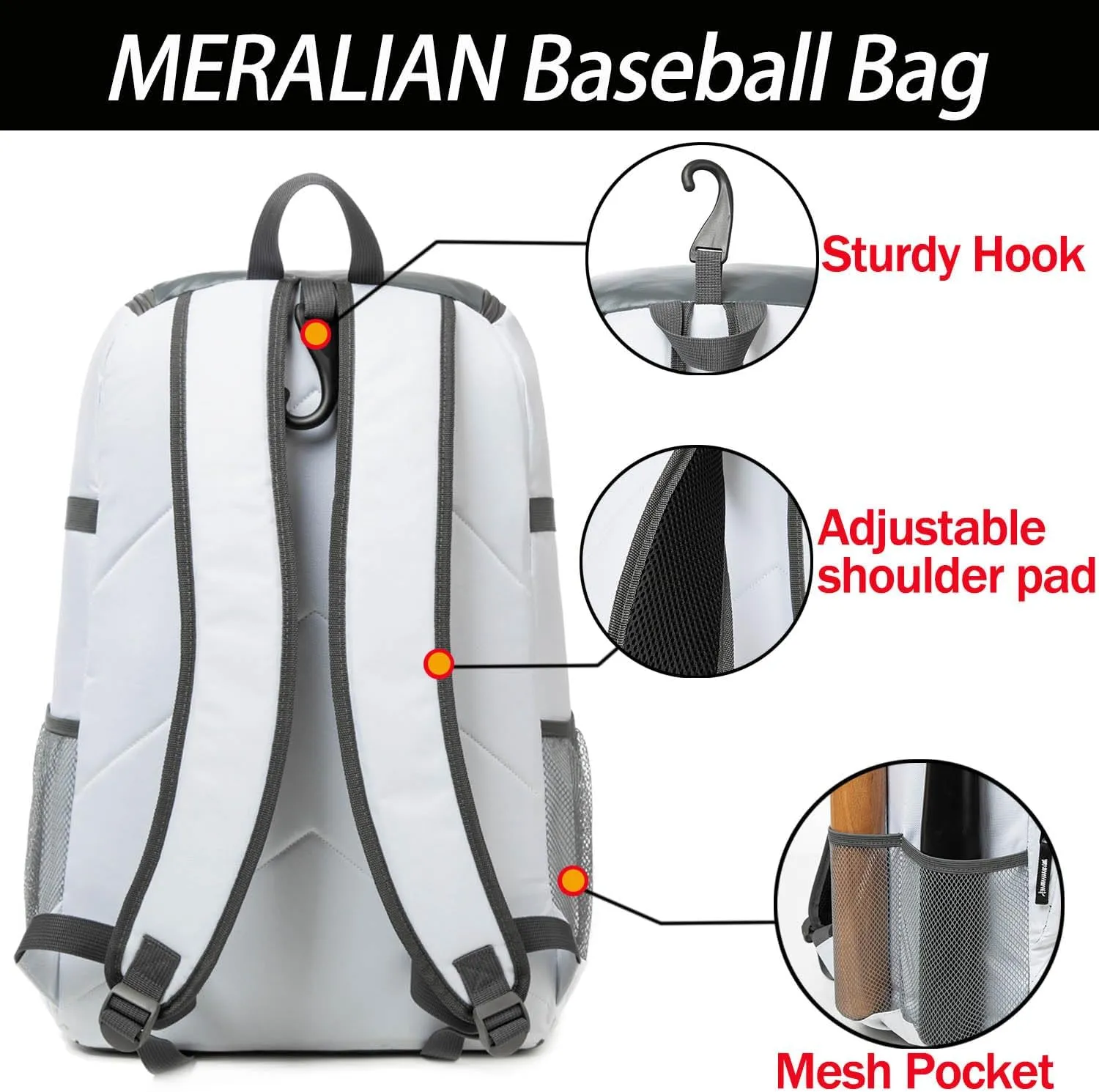 Baseball Bag - Lightweight Softball & T-Ball Backpack with Shoe Compartment for Equipment & Gear