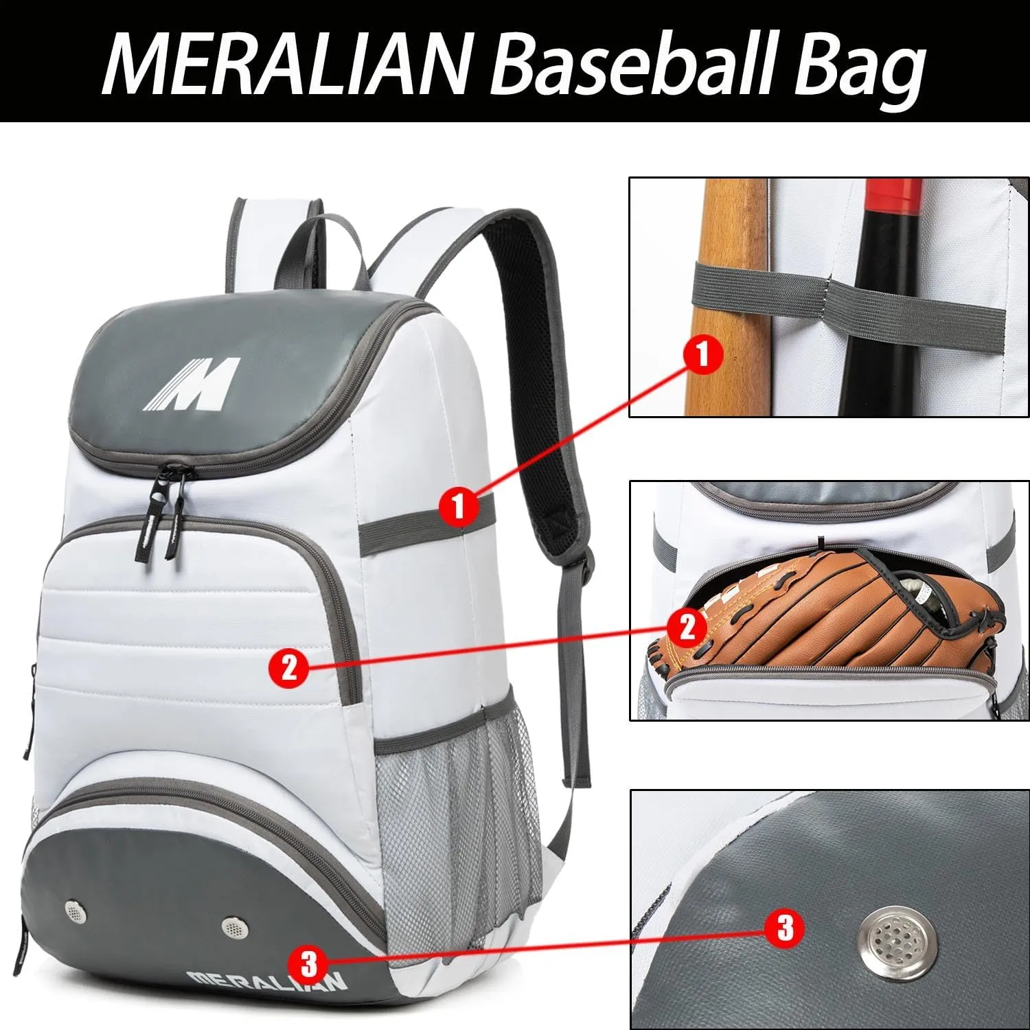 Baseball Bag - Lightweight Softball & T-Ball Backpack with Shoe Compartment for Equipment & Gear