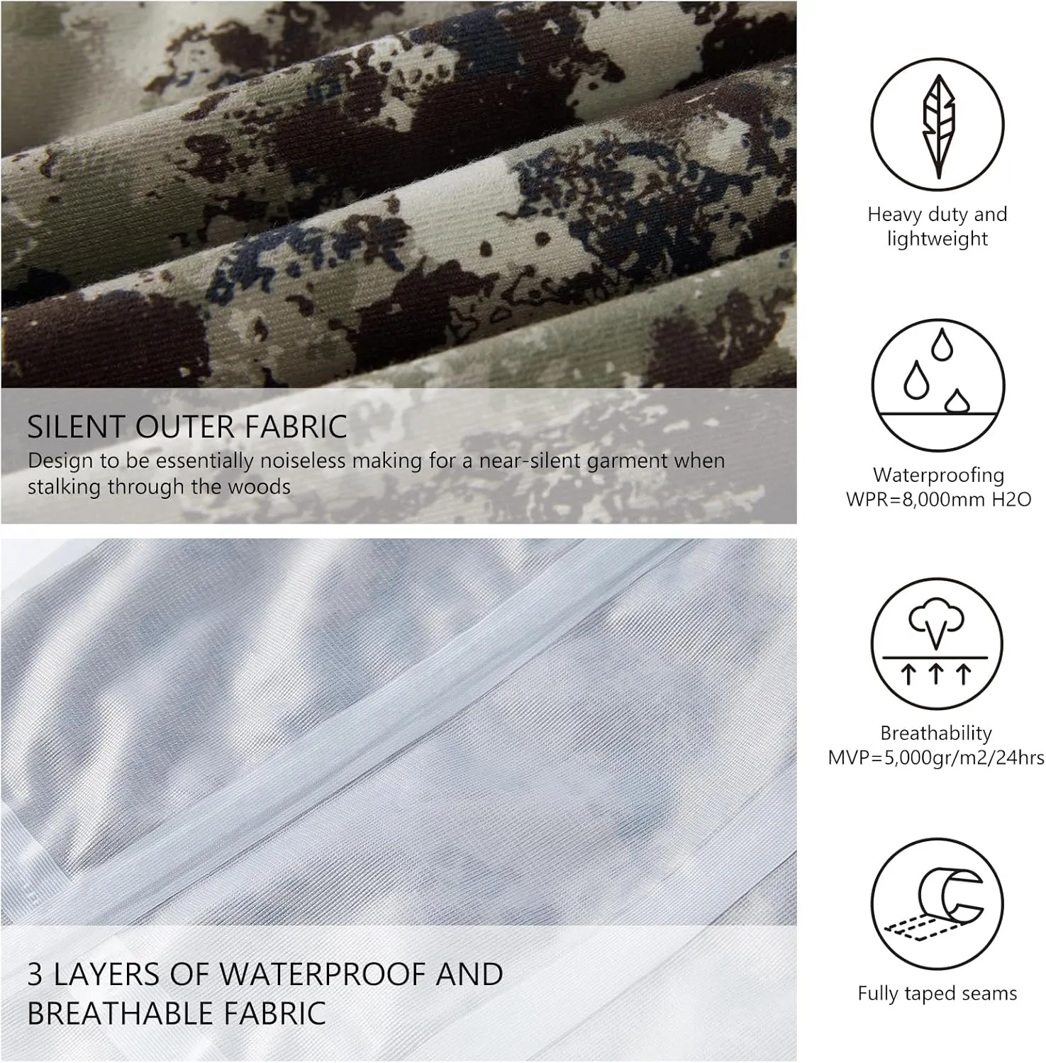 BASSDASH Walker Men’s Waterproof Breathable Hunting Pants with Silent Outer Fabric for Fishing Turkey Upland