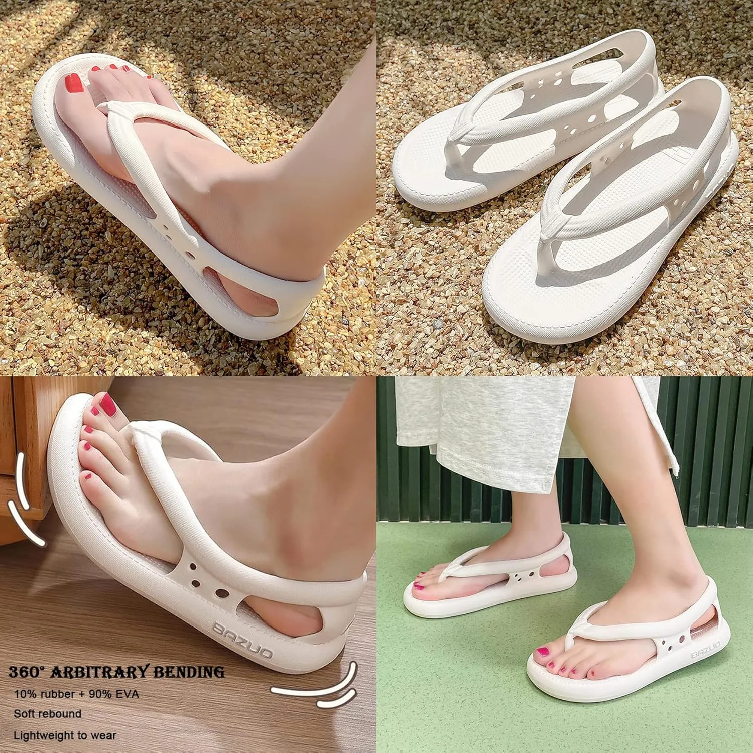 Bazuo Sandals Bazuo Non-Slip Slippers,2023 Summer New Beach Unisex Flops Sandals Comfort Walking Outdoor Couple Bathroom Slippers