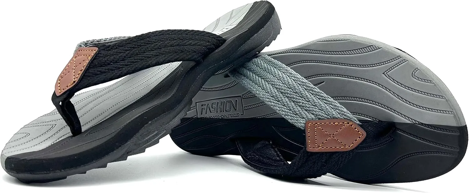 BEMGNAR Men's Flip Flops,Comfort Thong Sandals with Arch Support,Quick-Dry Non-Slip sliders for Outdoor Summer Beach