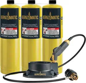 Bernzomatic FirePoint Creator Tool, Precision Flame Hand Torch for use with Bernzomatic MAP-Pro or Propane Fuel (Firepoint Tool   3 MAP Pro Cylinders)