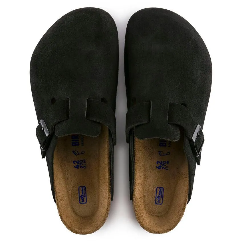 Birkenstock Boston Black Suede Soft Footbed