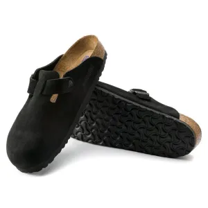 Birkenstock Boston Black Suede Soft Footbed