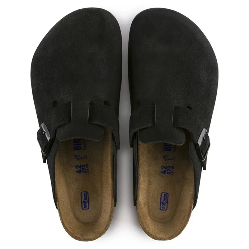 Birkenstock Boston Soft Footbed Black Suede - Regular
