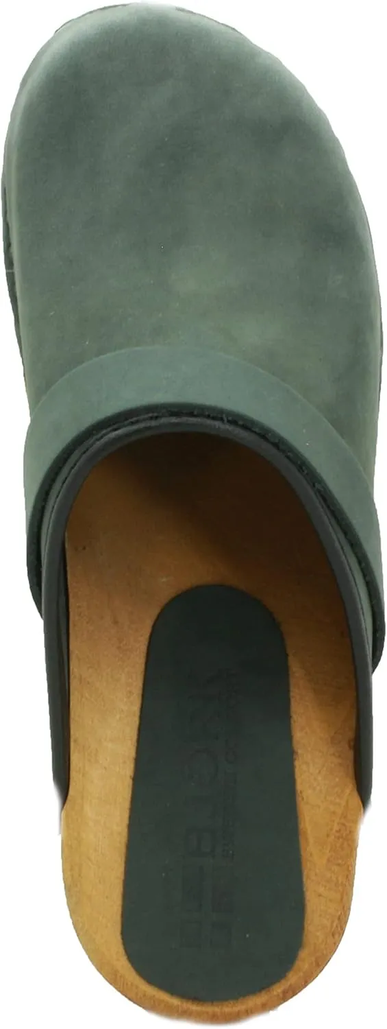 Bjork Maja Wood Open Back Leather Clogs