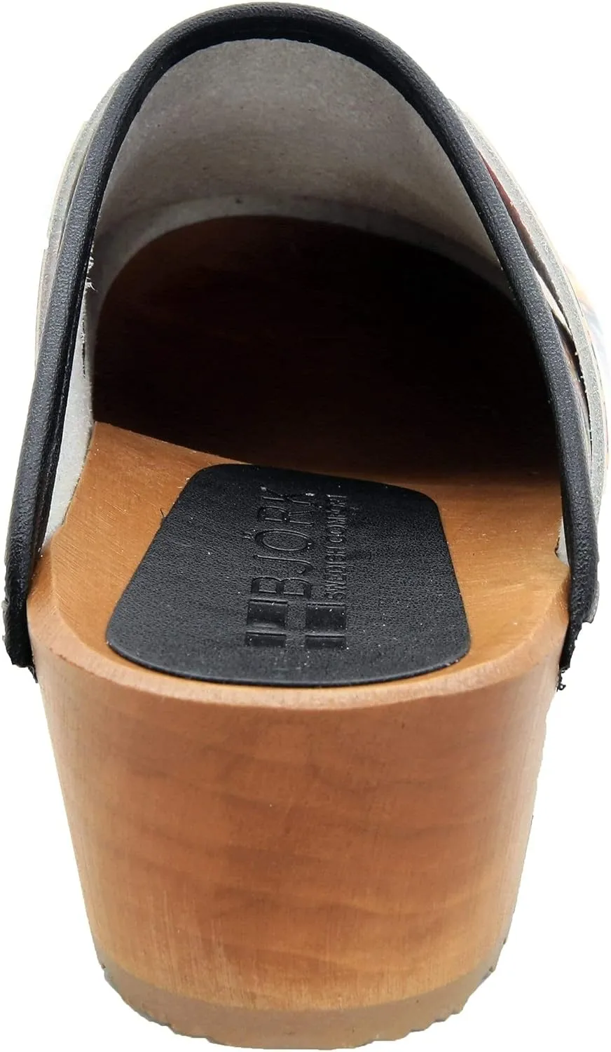 Bjork Maja Wood Open Back Leather Clogs