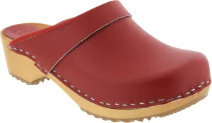 Bjork Maja Wood Open Back Leather Clogs