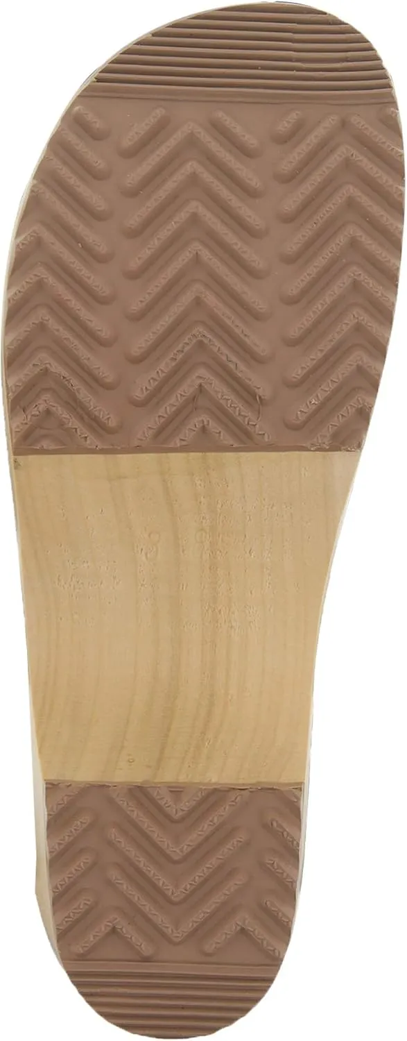Bjork Maja Wood Open Back Leather Clogs