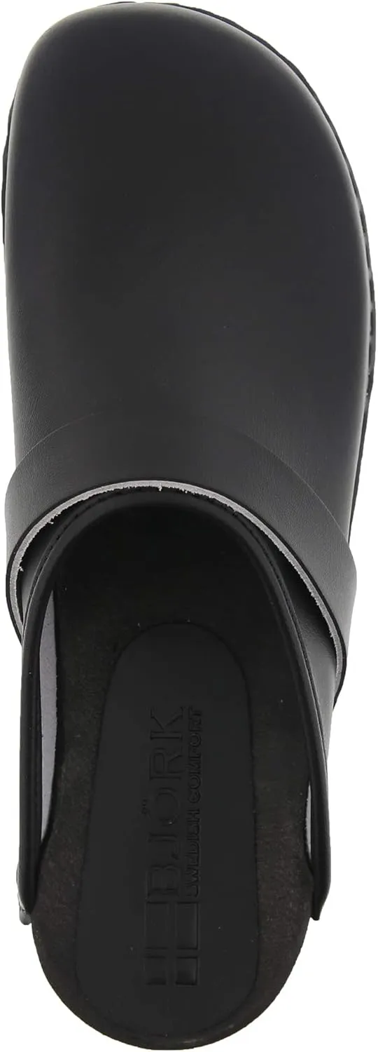 Bjork Maja Wood Open Back Leather Clogs