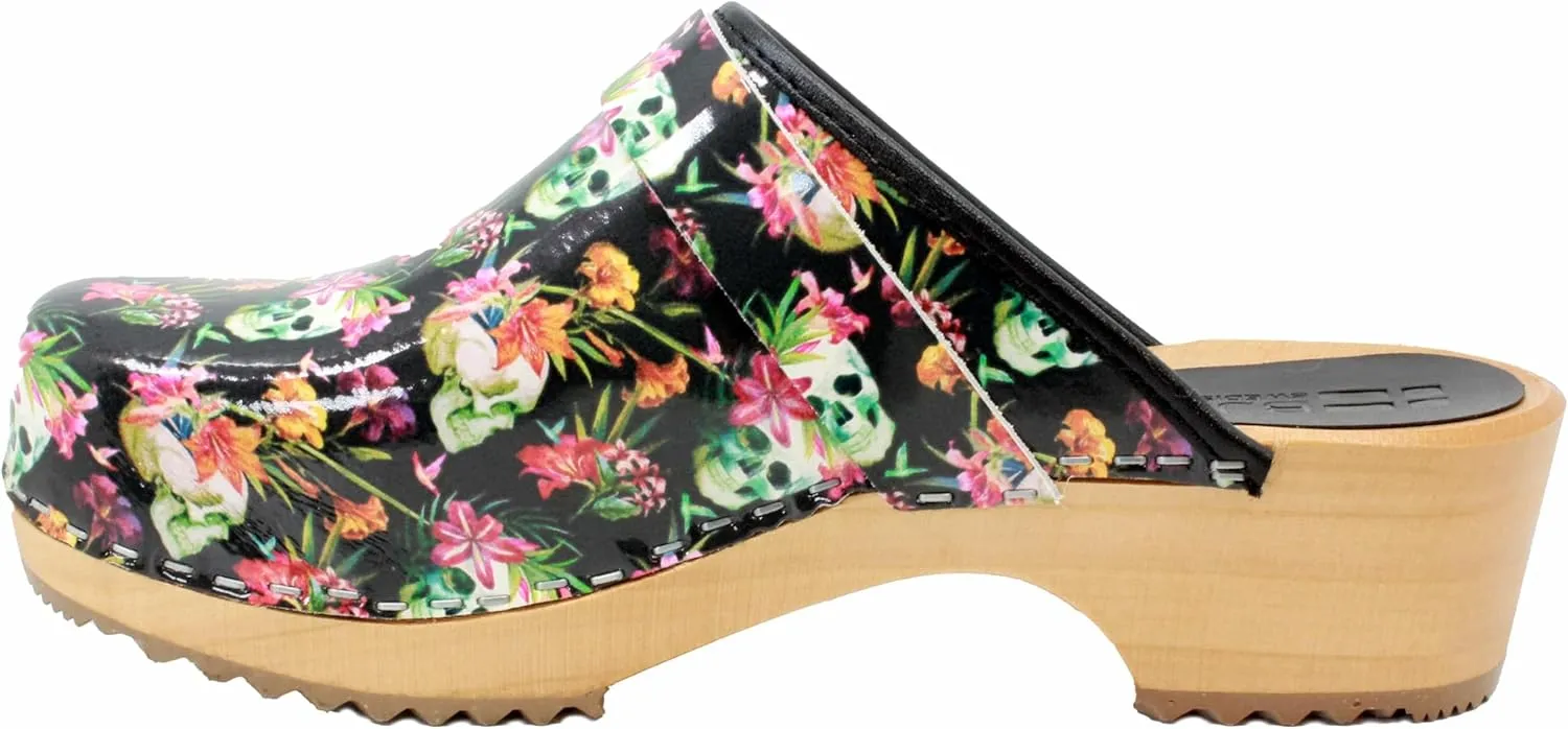 Bjork Maja Wood Open Back Leather Clogs