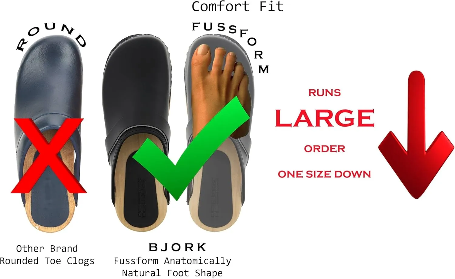 Bjork Maja Wood Open Back Leather Clogs