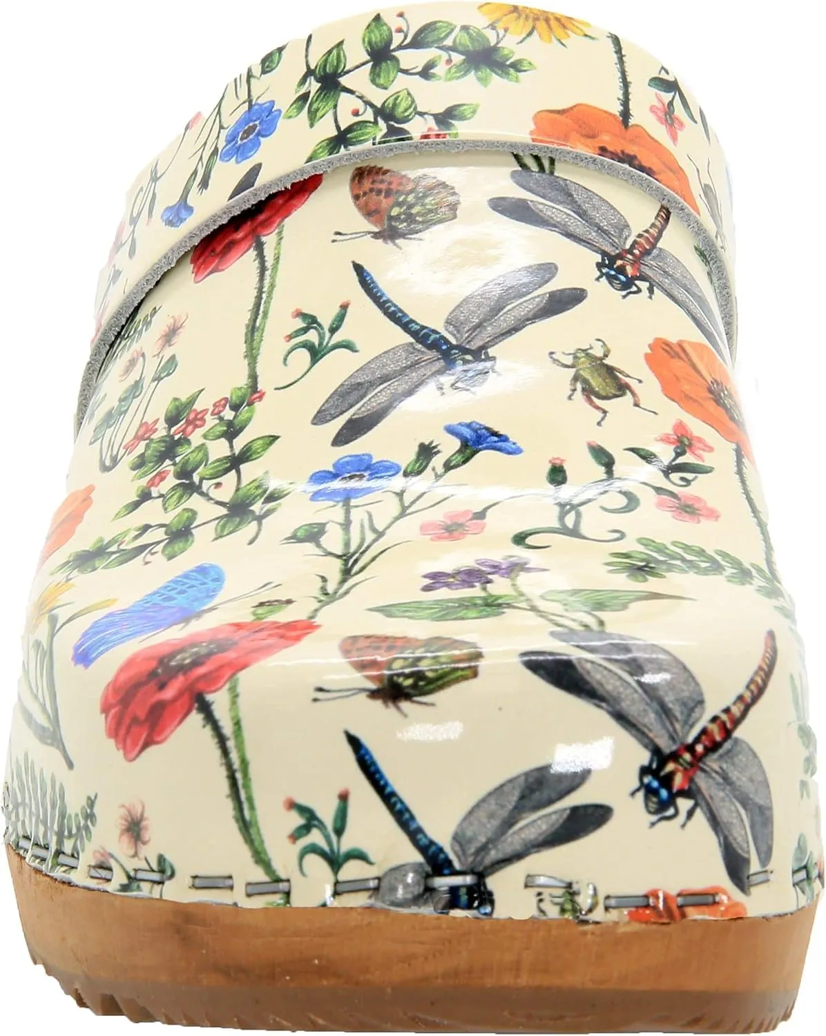 Bjork Maja Wood Open Back Leather Clogs