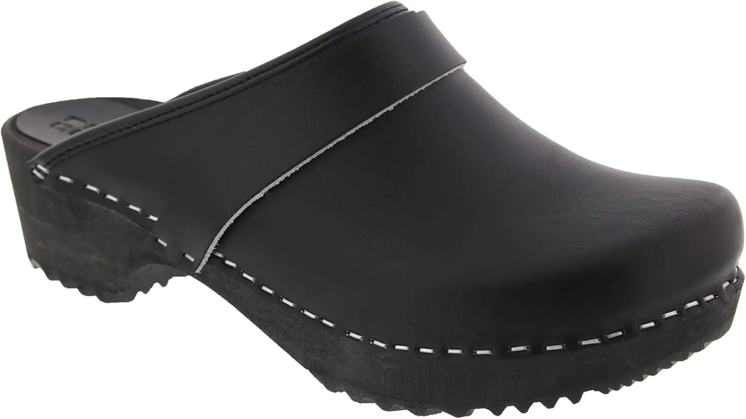 Bjork Maja Wood Open Back Leather Clogs