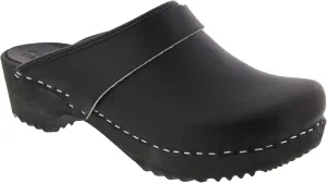 Bjork Maja Wood Open Back Leather Clogs