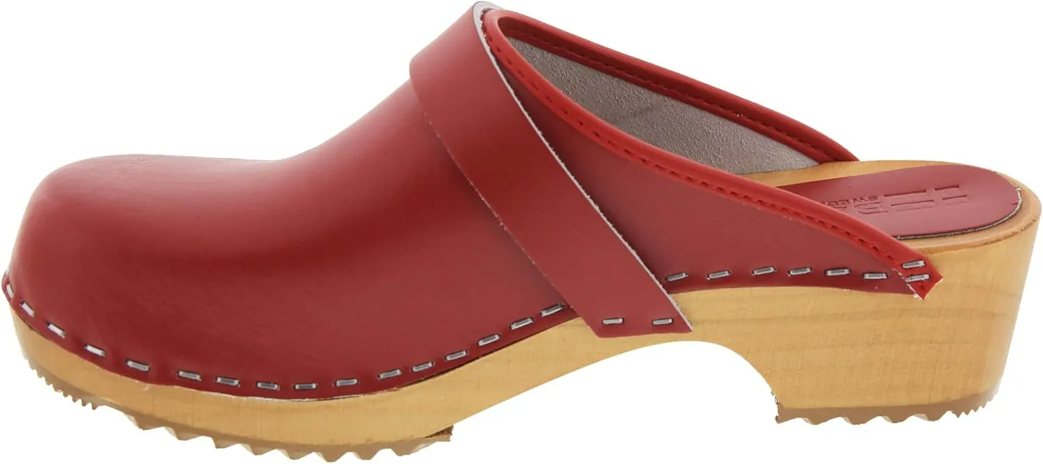 Bjork Maja Wood Open Back Leather Clogs